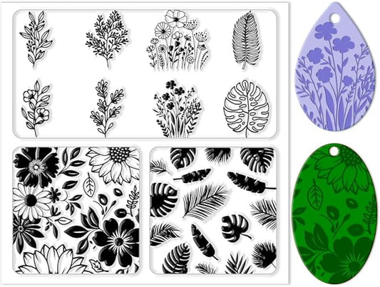 CHGCRAFT Polymer Clay Texture Sheets Leaves and Flowers Pattern Silicone Clay by chgcraft