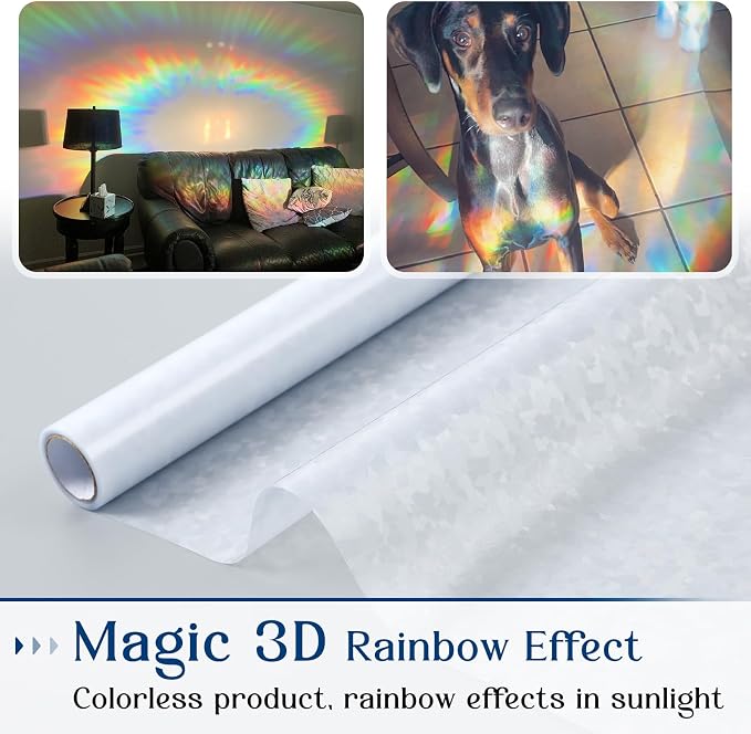 Haton Window Privacy Film, Rainbow Stained Glass Window Clings, 3D Decorative - Image 6