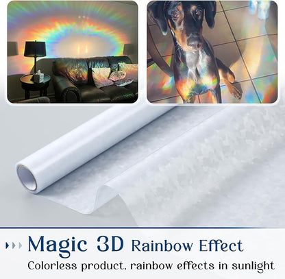 Haton Window Privacy Film, Rainbow Stained Glass Window Clings, 3D Decorative - Image 6