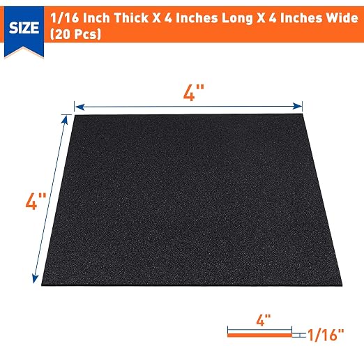 MAGZO 20Pcs Adhesive Foam Padding 1/16 in Thick X 4 in X 4 in, Closed Cell Foam - Image 2
