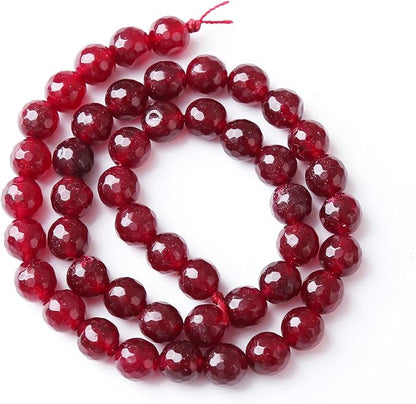 36pcs 10mm Faceted Red Jade Gemstone Beads Natural Stone Round Loose Spacer - Image 5