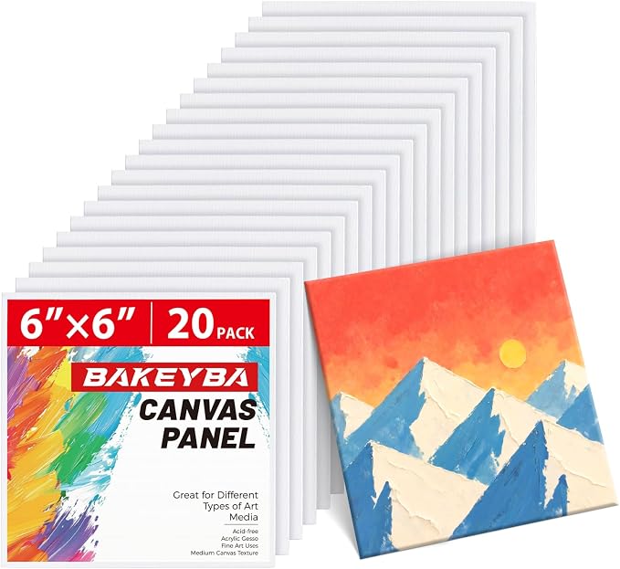 6x6inch Small Canvases for Painting, 20 Pack Mini Canvas Boards Primed Acid by Unknown