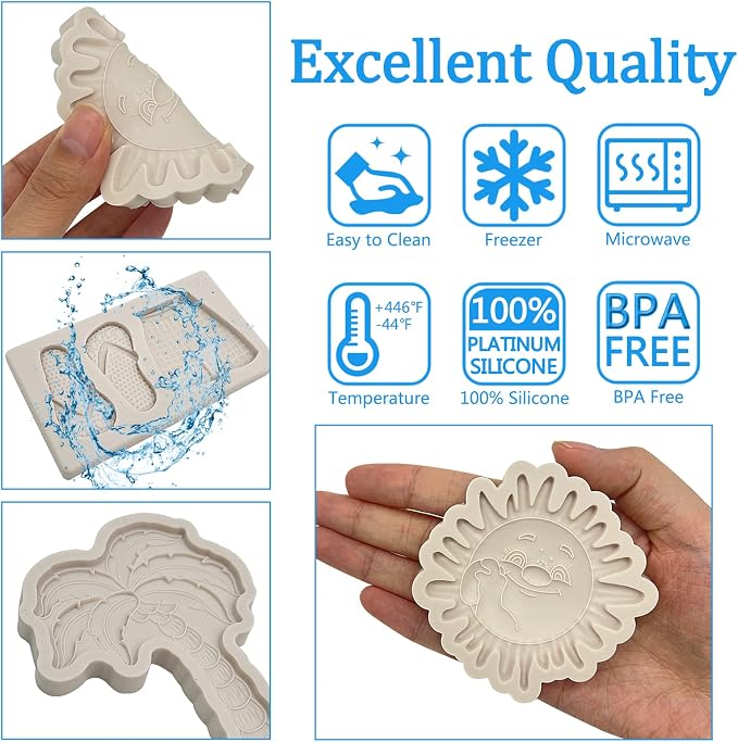 3 Pcs Hawaiian Coconut Tree Fondant Molds, Seaside Beach Sun Silicone Molds - Image 8