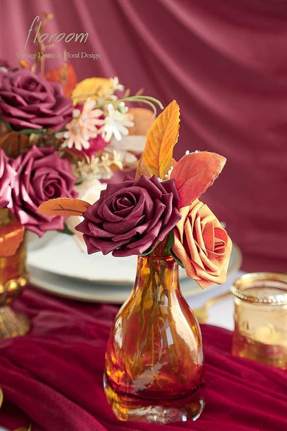 Floroom Artificial Flowers 16pcs 3.5" Real Looking Burgundy Foam Fake Hybrid - Image 4