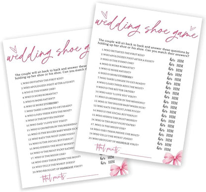 Wedding Shower Games Cards, Wedding Shoe Game, Bridal Shower Games 25 Guests by Wybgno