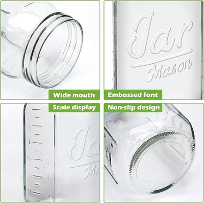 QAPPDA Wide Mouth Mason Jars 32 oz 12 Pack, Large Glass Jars Canning Jar - Image 5