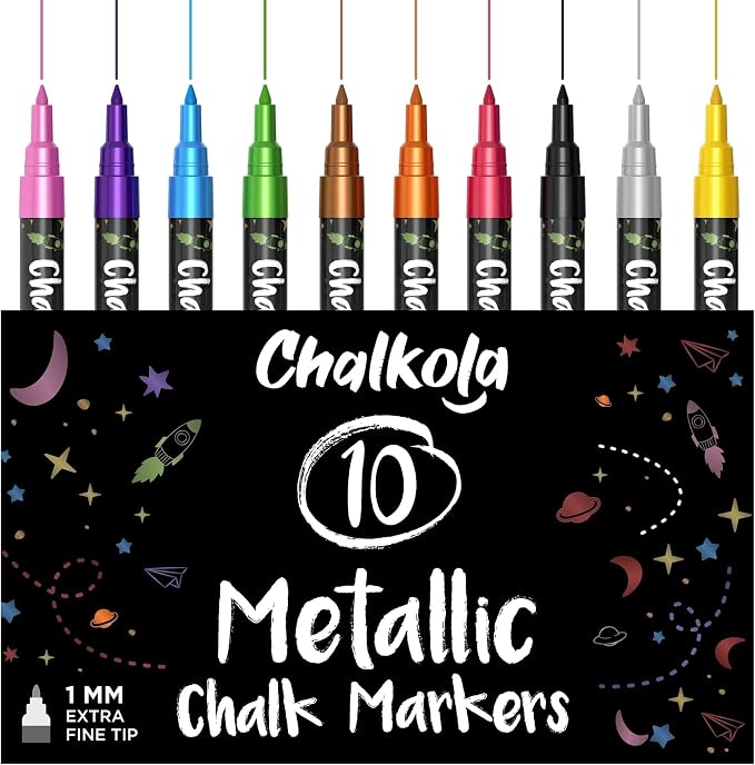 Chalkola Extra Fine Tip Metallic Chalk Markers by Chalkola