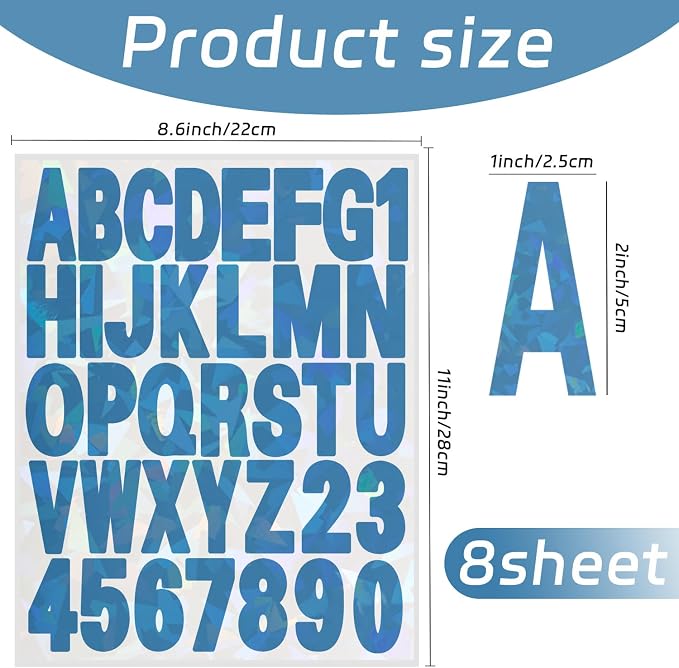 Starboling Letter Stickers, 2 inch 8 Sheets Dark Blue Alphabet Sticker - Image 2