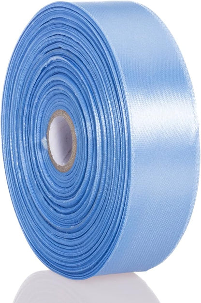 1 Inch Sky Blue Solid Satin Ribbon, 50 Yards Craft Fabric Ribbon - Image 8