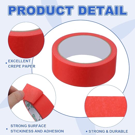 MECCANIXITY Masking Tape 1.4 Inch x 21 Yard Painter's Tape Red Paint Tapes - Image 3