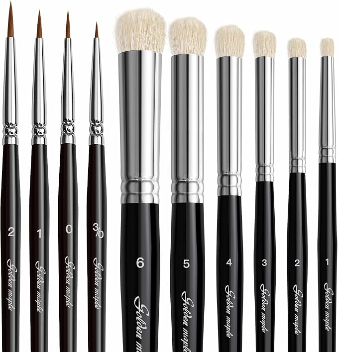 Drybrush Miniature Paint Brushes -10pcs Micro Detail Paint Brush Set, Small by goldenmaple