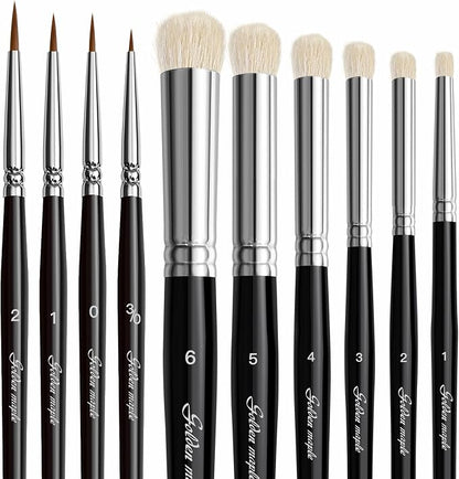 Drybrush Miniature Paint Brushes -10pcs Micro Detail Paint Brush Set, Small by goldenmaple