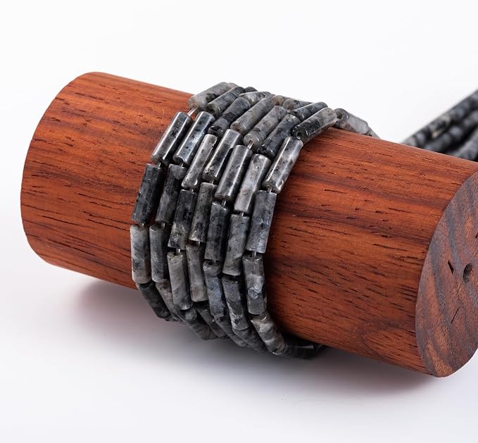 Natural Black Spectrolite Cylinder Tube Beads 4x13mm 38cm/str Loose Semi - Image 5