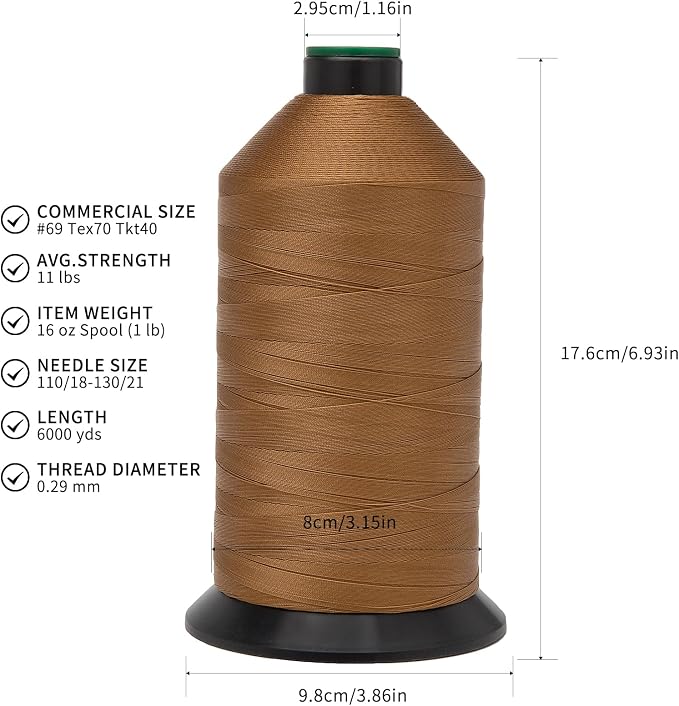 Extra Strong Bonded Nylon Thread #69 Tex70 – 16 OZ, Versatile Stitching Solution - Image 2