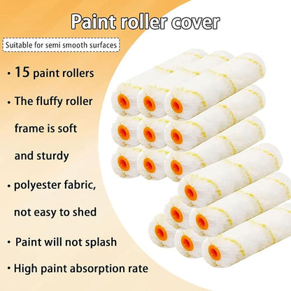 15 Pcs Paint Roller Cover with 2 Frame Set, 6 inch Microfiber Roller Covers - Image 4