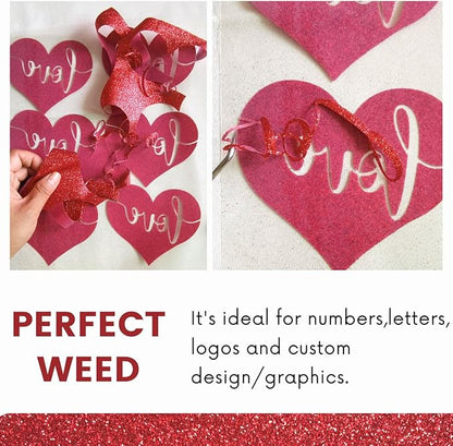 Red Glitter HTV Heat Transfer Vinyl Bundle 8 sheets-12 x12 Iron on Vinyl - Image 2