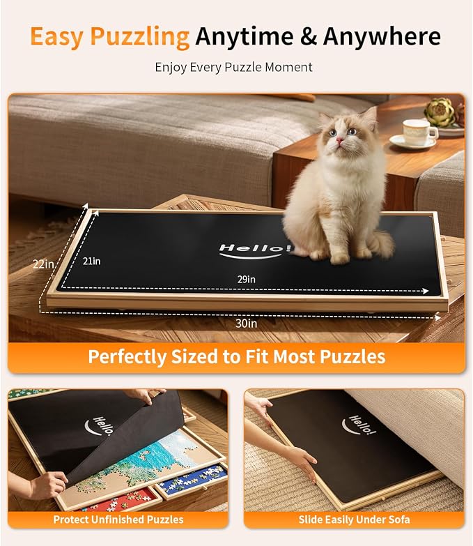 1000 Piece Rotating Puzzle Board Pro, Rubber Cover Mat, 360° Lasy Susan - Image 6