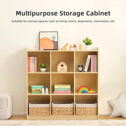 OOOK 9-Cube Storage Organizer, Wooden Storage Cabinet Display Shelf, Kids - Image 8