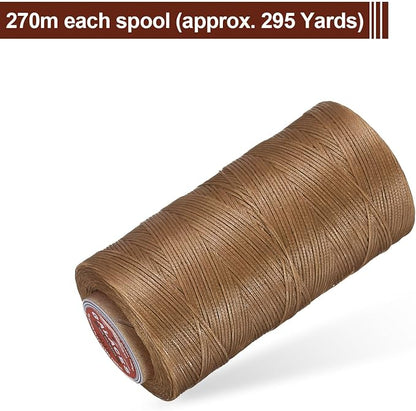 uxcell Flat Leather Sewing Waxed Thread, 270m / 295 Yards Polyester Wax String - Image 3