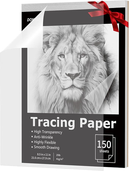 Tracing Paper 8.5x11 inch, 150 Sheets Transparent Vellum Paper by Donyang