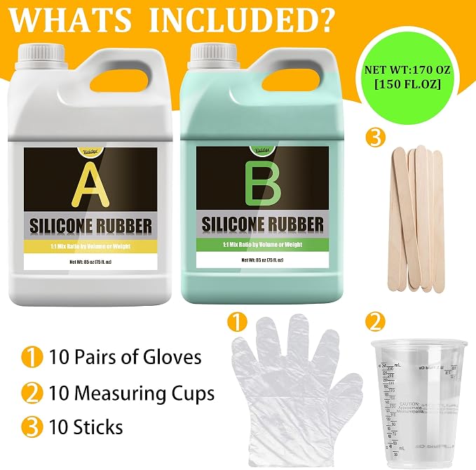 Silicone Molds Making Kit 170oz, Super Elastic 15A Silicone Rubber - Image 2