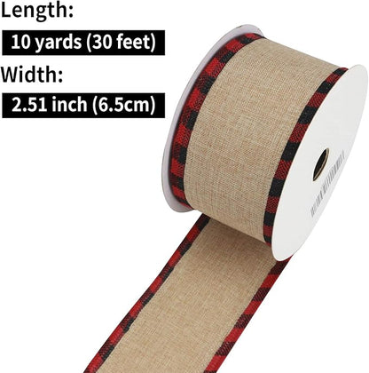 MEEDEE Burlap Christmas Ribbon Wired Burlap Ribbon 2.5 Inch 10 Yards Fall - Image 5