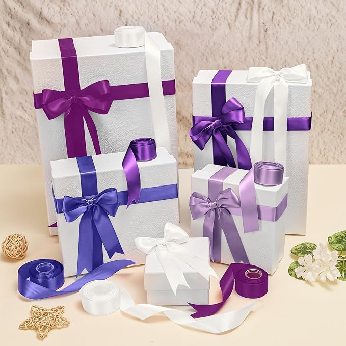 1 Inch Purple Satin Ribbons for Crafts, 6 Rolls Single-Faced Purple Assorted - Image 8
