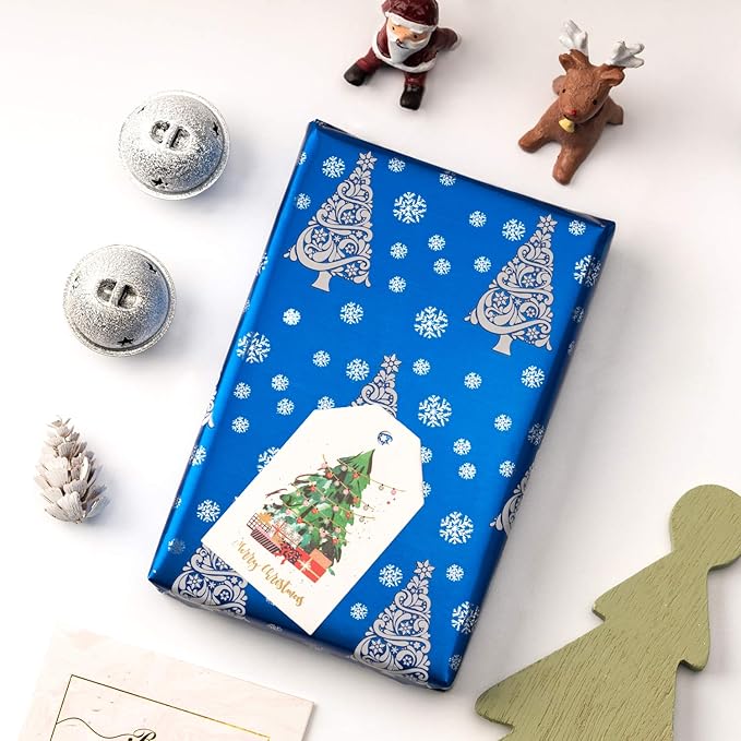 WRAPAHOLIC Blue Christmas Wrapping Paper Set - Image 4