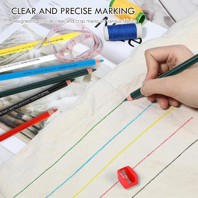 12 PCS Tailors Pencil Set, Sewing Fabric Pencils and Fabric Marker Pens - Image 2