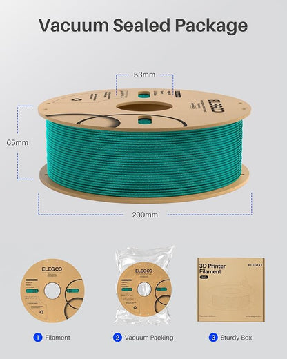 ELEGOO PLA Filament 1.75mm Sparkle Turquoise 1KG, Glitter Twinkling 3D Printer - Image 6