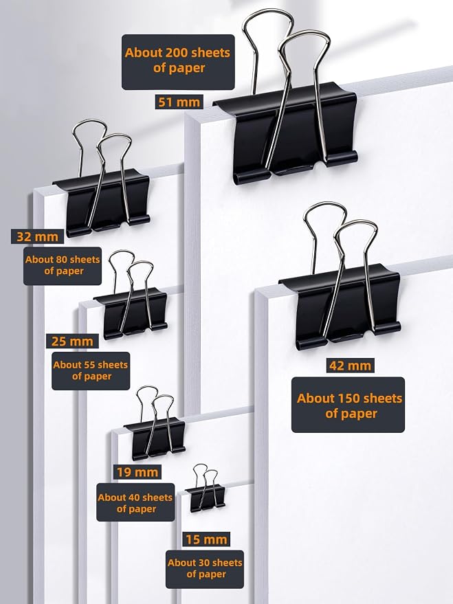 110 PCS Binder Clips, Binder Clips Paper Clamps - Image 3