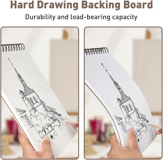 Umriox 9" x 12" Sketch Book, Top Spiral Bound Sketchbook, Acid-Free Drawing - Image 3