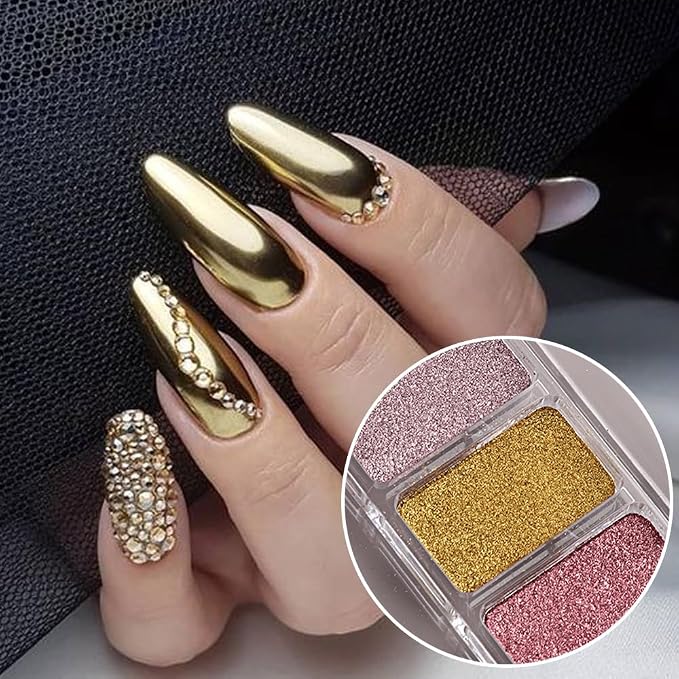 6 Colors Solid Chrome Nail Glitter Powder Set Metallic Mirror Chrome Powder - Image 3