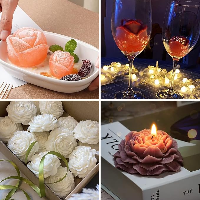 3 Pcs Peony Flower Silicone Candle Molds Set, 3D Peony and Rose Silicone Resin - Image 6