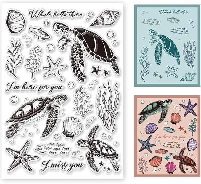 11.7 x 8.3 inch Sea Turtle Clear Stamps by BEUNITONE
