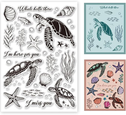 11.7 x 8.3 inch Sea Turtle Clear Stamps by BEUNITONE