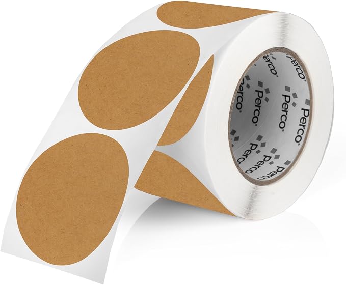 Perco Kraft Brown 3-Inch Round Circle Dot Sticker Labels by Perco
