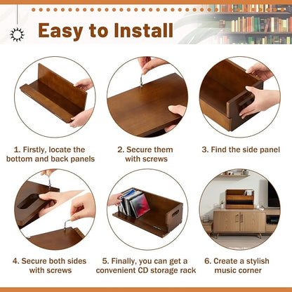 4 Set Wooden CD Storage Box Holder Shelf Cassette Tape Display Racks - Image 6
