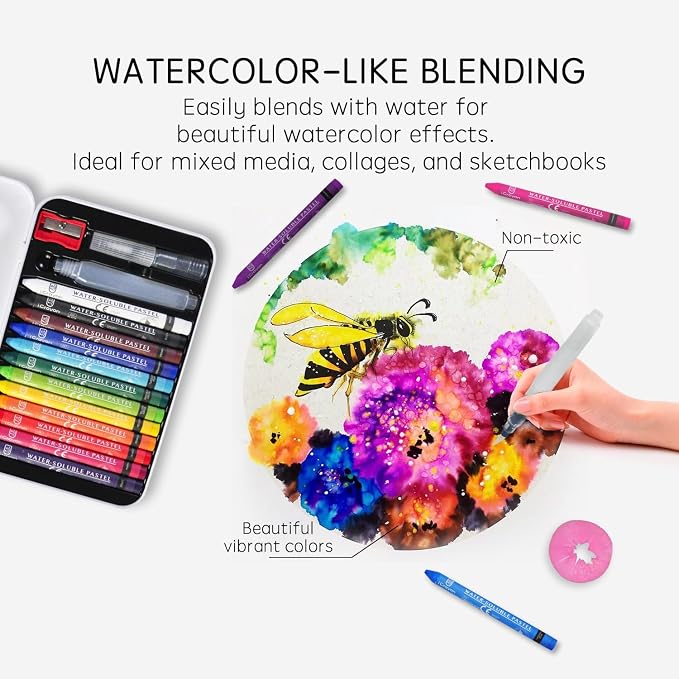 12 Colors Water Soluble Pastels, Watercolor Pastels Set - Image 3