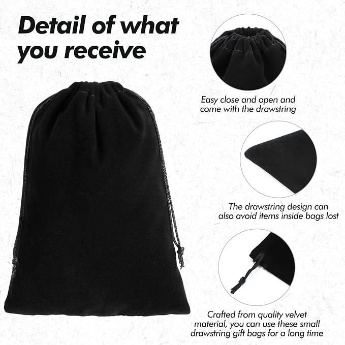 100 Pcs 4 x 6 Inch Velvet Drawstring Bags Small Jewelry Pouches Black Velvet - Image 3