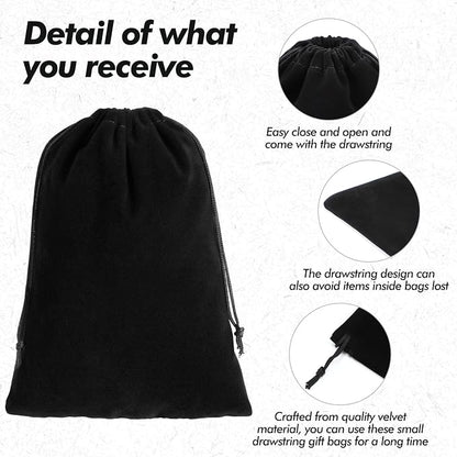100 Pcs 4 x 6 Inch Velvet Drawstring Bags Small Jewelry Pouches Black Velvet - Image 3