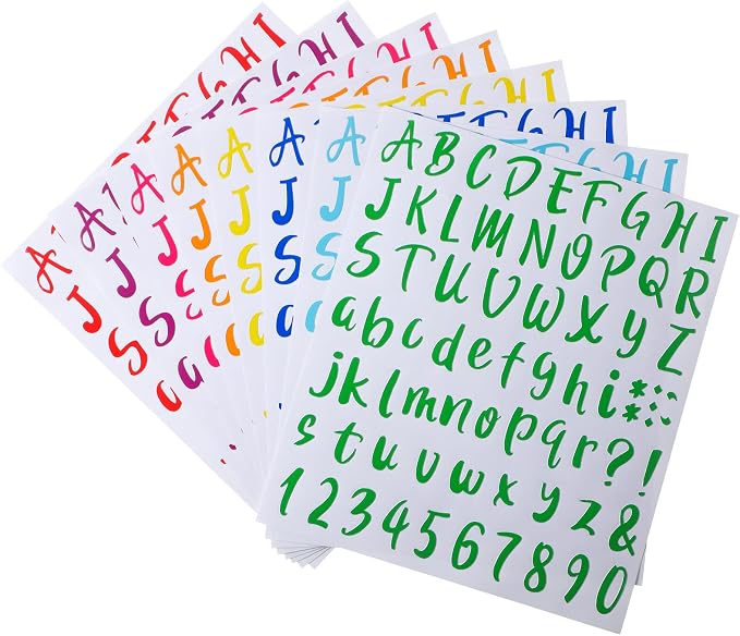 Outus 576 Pieces 8 Sheets Letters Stickers Self Adhesive Vinyl Letter Alphabet - Image 3