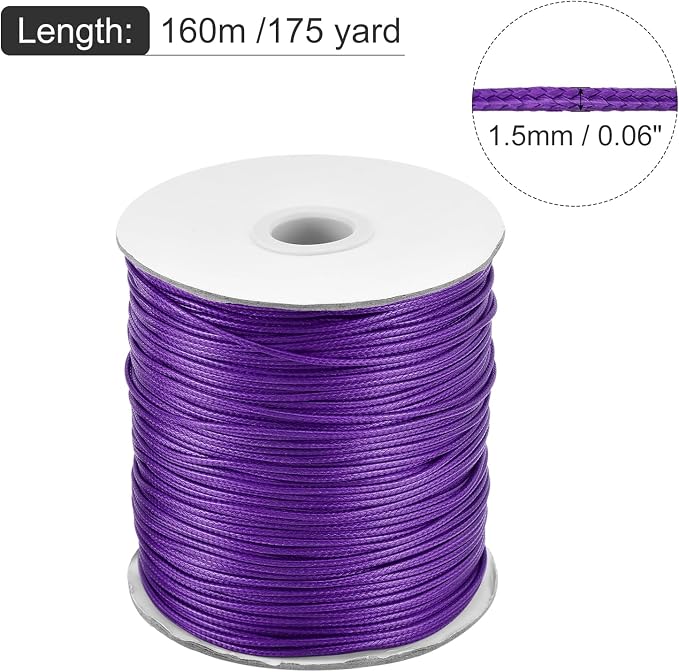 MECCANIXITY Waxed Cord 1.5mm Waxed Polyester Cord 175 Yard Wax String - Image 2