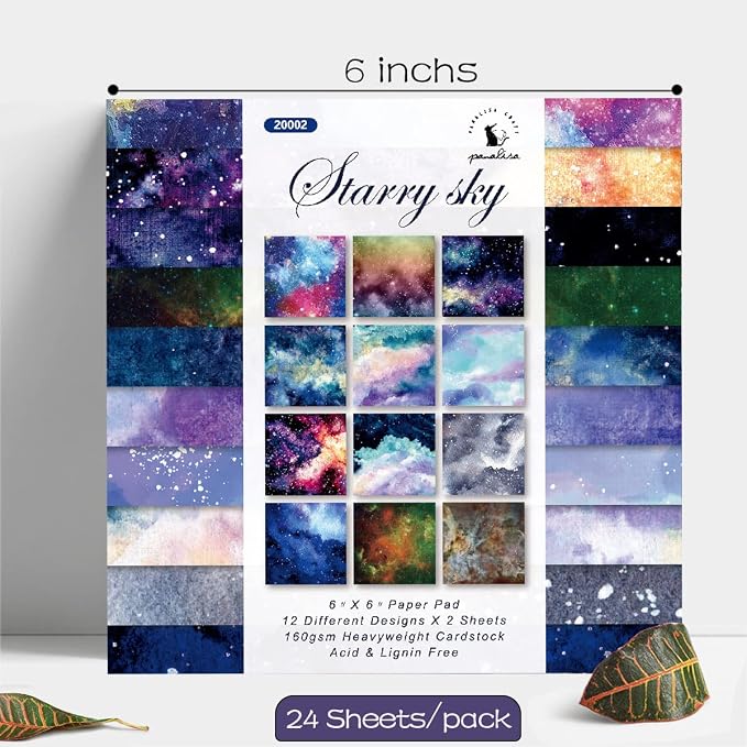 YASMEN Scrapbook Paper Pad, 24 Sheets Celestial Themed Mixture Colored Paper - Image 6