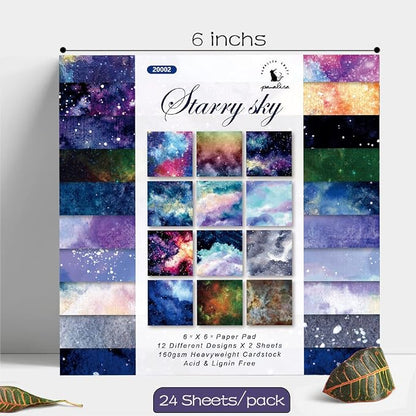 YASMEN Scrapbook Paper Pad, 24 Sheets Celestial Themed Mixture Colored Paper - Image 6