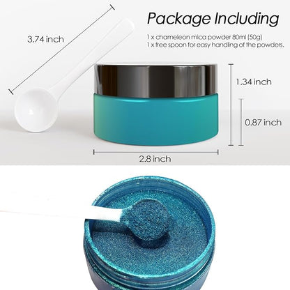 Ceya Highly Chameleon Mica Pigment, 1.8oz/ 50g Ultramarine Green Chrome Powder - Image 4