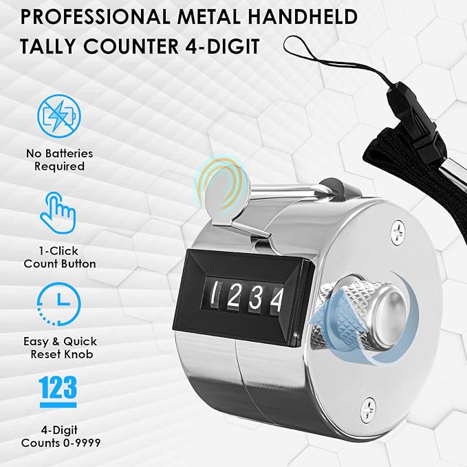 KTRIO Metal Handheld Tally Counter, 4-Digit Number Clicker Counter, Hand - Image 2