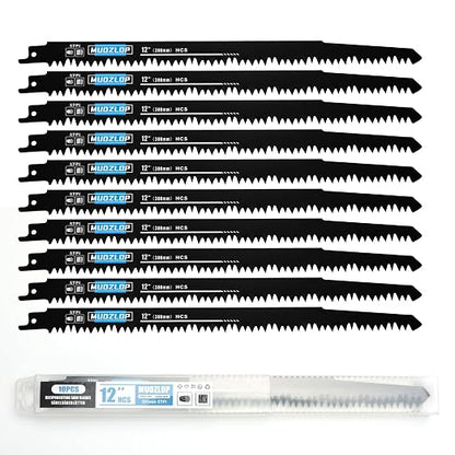10 Pack 12 inch Reciprocating Saw Blades Set, 5 TPI High Carbon Saw Blades by Unknown