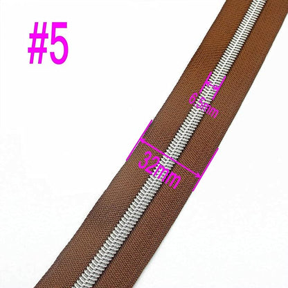 Leekayer #5 Metallic Silver Nylon Coil Zippers by The Yard Bulk 10 Yards Brown - Image 2