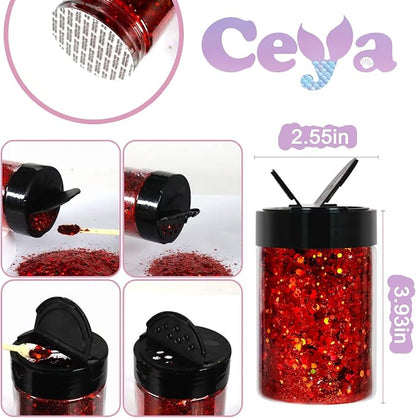 Ceya Holographic Chunky Glitter 4.9oz/ 140g Red Glitter Craft Roses Glitter - Image 4
